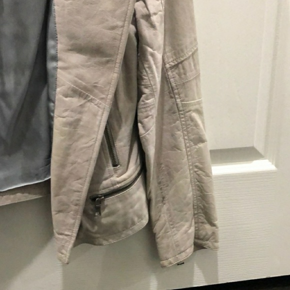 New! Banana Republic Gray Leather Jacket Size Med - Picture 4 of 7